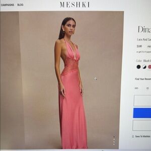 Meshki- DINAH Lace and Satin Maxi Dress- Blush Rose- never worn